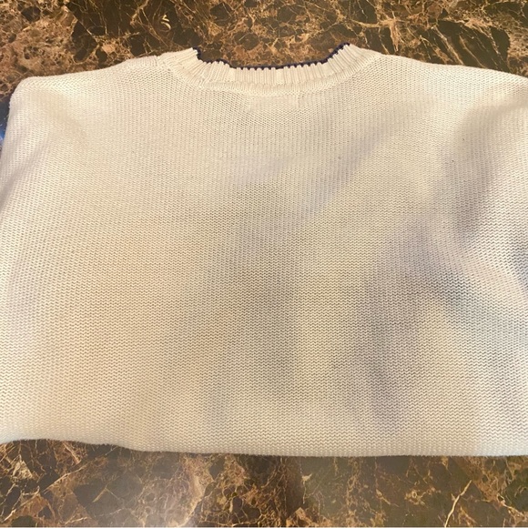 Eddie Bauer Vintage Preppy School girl cotton chunky Knit Vneck white sweater - Picture 7 of 8